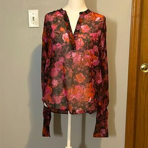 Steve Madden Hudson Chiffon Split-Neck top‎ size M BIN E